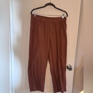 Hayes Linen Cotton Blend Rust Brown Wide Leg Pants MEd Petite
